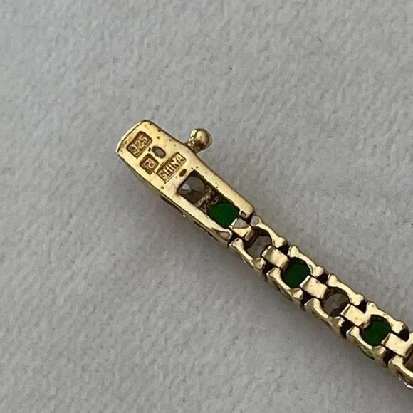 Ross Simons sterling silver 925 gold vermeil tennis link emerald CZ bracelet - Picture 11 of 11